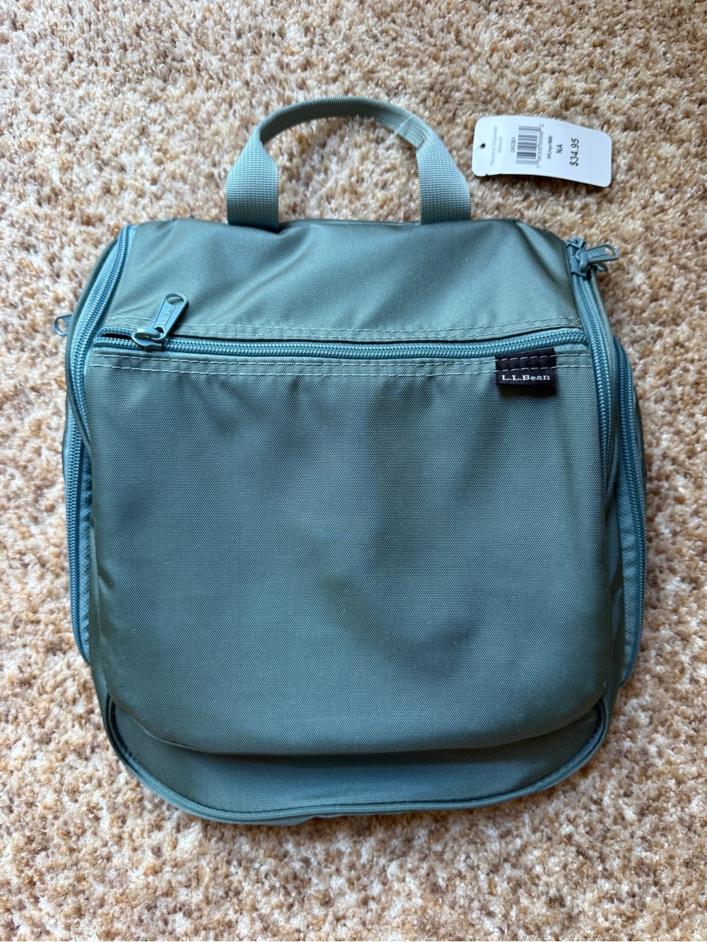 NWT L.L. Bean Sage Green Travel Toiletry bag size medium